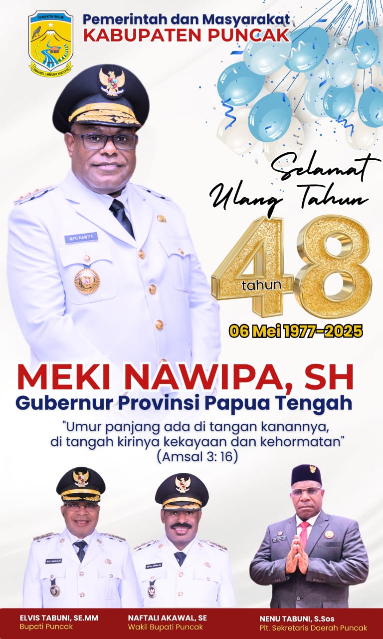 Selamat Ulang Tahun kepada Bapak Gubernur Papua Tengah ke - 48 Tahun